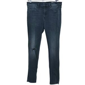 Rag & Bone Womens Super Skinny Jeans Size 30 Black Destroyed Distressed Grunge